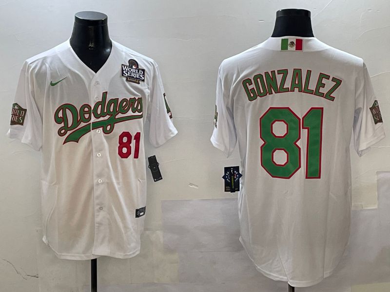 Men Los Angeles Dodgers 81 Gonzalez White Game Mexico 2025 Nike MLB Jersey style 2